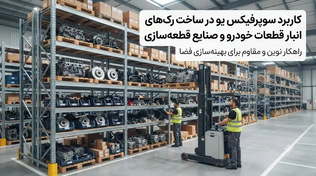 کاربرد سوپرفیکس یو در ساخت رک‌های انبار قطعات خودرو و صنایع قطعه‌سازی