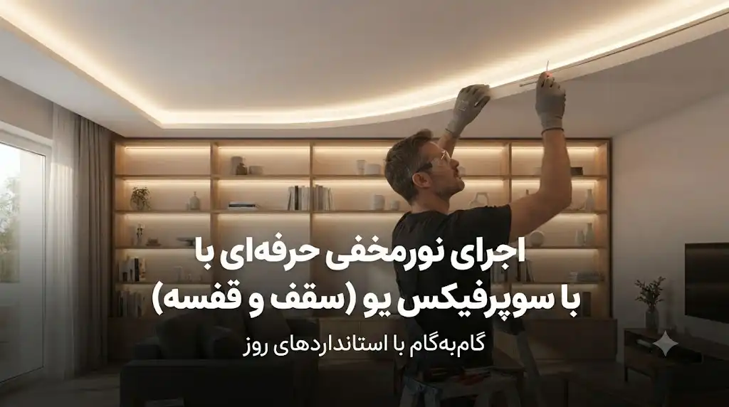 نور مخفی LED با سوپرفیکس U در قفسه و سقف؛ راهنمای کامل اجرا