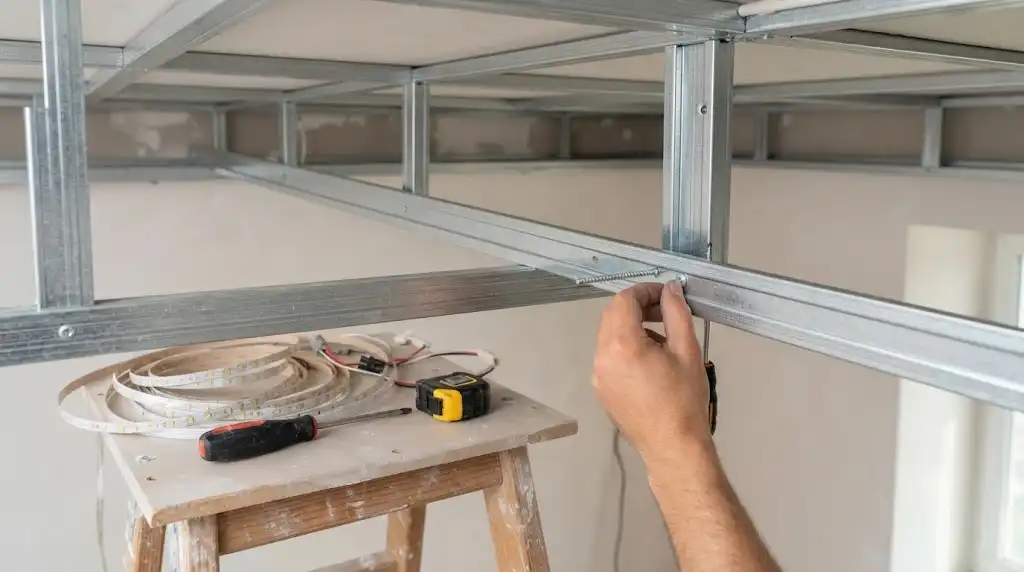 اجرای نور مخفی LED با سوپرفیکس U در سقف کاذب