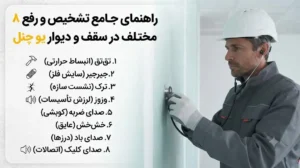 تشخیص و رفع ۸ صدای مختلف در سقف و دیوار یو چنل (تق، جیرجیر، ترک، وزوز)