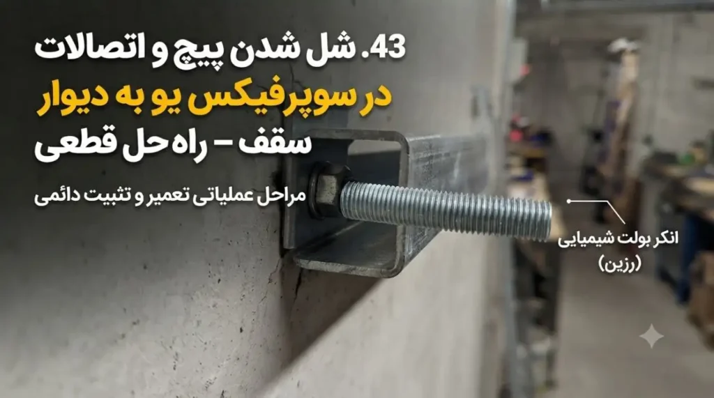 شل شدن پیچ و اتصالات در سوپرفیکس یو به دیوار یا سقف